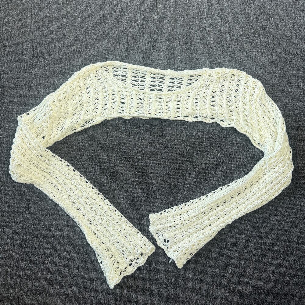 Vintage Y2k White Knit Festival Fringe Flare Longsleeve Bolero Women's Small